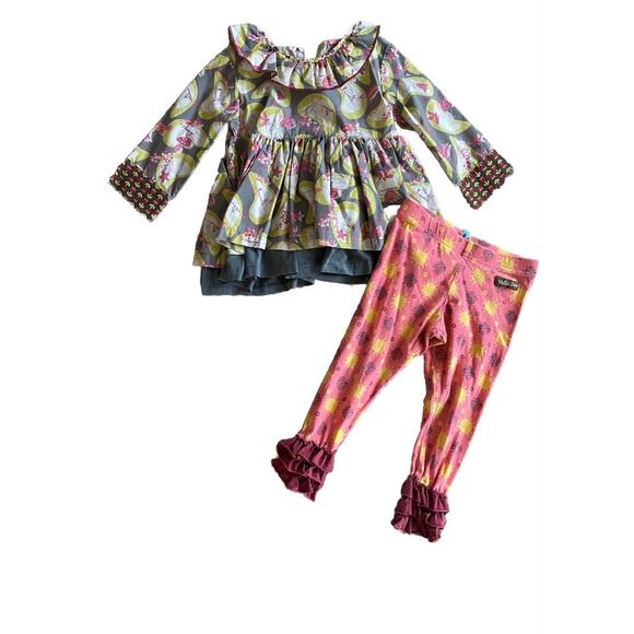 Matilda Jane Character Counts Floral Top Plus Ruffled Leggings- Size 2 - Picture 2 of 8